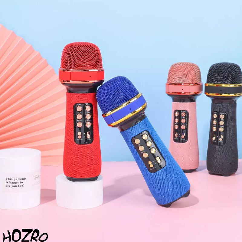 Microfon Wireless Bluetooth HOZRO, Microfon Condensator pentru Karaoke, Cântat și Divertisment, cu Audio Integrat, Ideal pentru Utilizare Acasă și Petreceri HOZRO