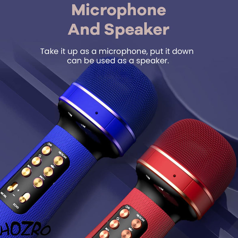 Microfon Wireless Bluetooth HOZRO, Microfon Condensator pentru Karaoke, Cântat și Divertisment, cu Audio Integrat, Ideal pentru Utilizare Acasă și Petreceri HOZRO