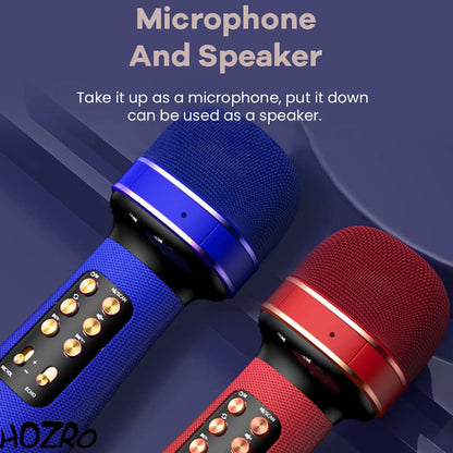 Microfon Wireless Bluetooth HOZRO, Microfon Condensator pentru Karaoke, Cântat și Divertisment, cu Audio Integrat, Ideal pentru Utilizare Acasă și Petreceri HOZRO