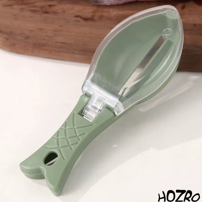 Dispozitiv HOZRO, Practic și Ușor de Utilizat pentru Curățarea Solzilor de Pește, cu Capac de Protecție, Design Ergonomic în Formă de Pește – Ideal pentru Bucătărie, Rapid și Curat HOZRO