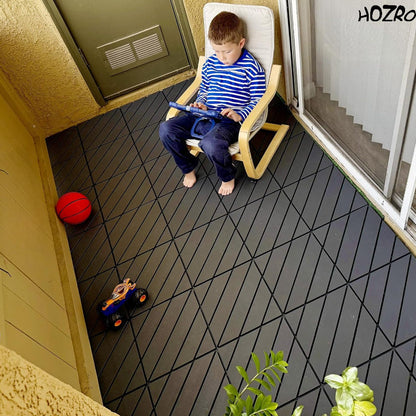 Pavaj de Terasă HOZRO, pentru Exterior, Plăci Interlocking 30 × 30 cm – Pardoseală Modulară Impermeabilă și Rezistentă la Intemperii, Ideală pentru Terasă sau Zonă de Piscină, Montaj Rapid Fără Unelte, Model V0601-44 HOZRO
