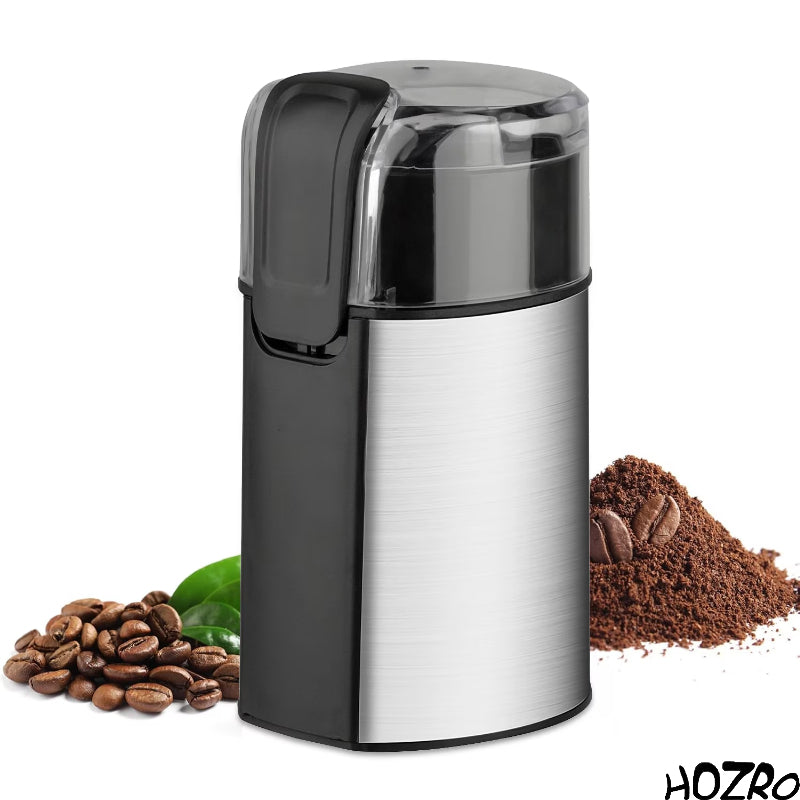 Râșniță de cafea electrică HOZRO, cu alimentare la priză, carcasă din plastic și metal, lame din oțel inoxidabil, măcinare rapidă pentru boabe de cafea, condimente și semințe, design compact, ușor de utilizat HOZRO