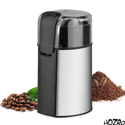 Râșniță de cafea electrică HOZRO, cu alimentare la priză, carcasă din plastic și metal, lame din oțel inoxidabil, măcinare rapidă pentru boabe de cafea, condimente și semințe, design compact, ușor de utilizat HOZRO