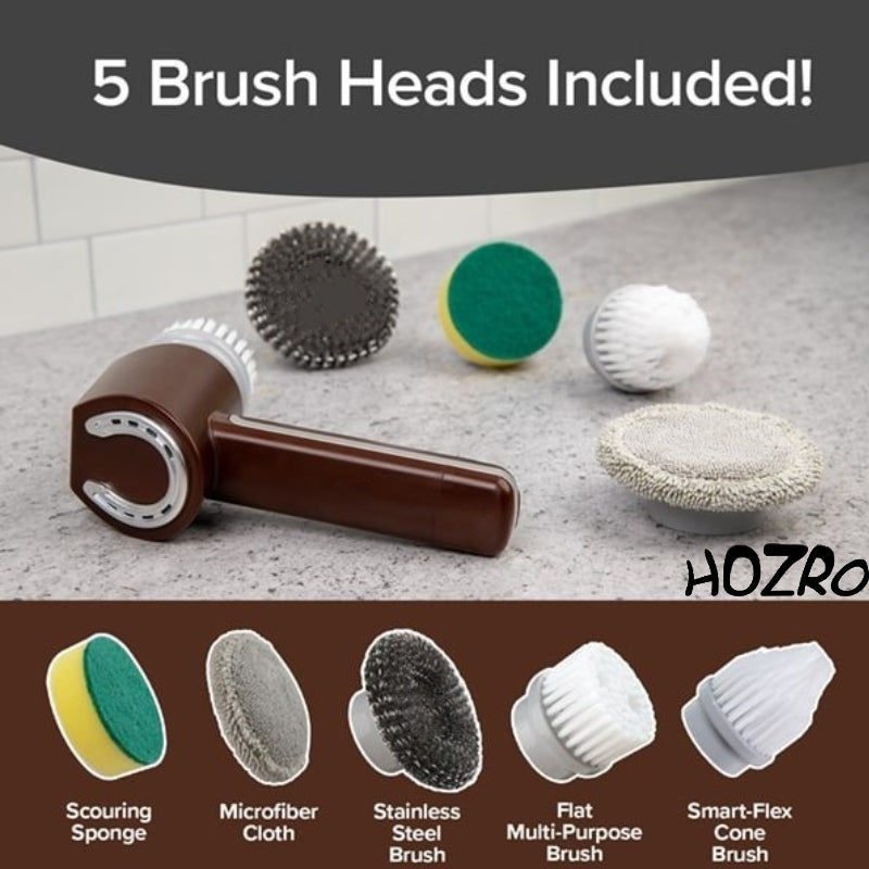 Perie de curățat electrică HOZRO, din plastic rezistent, cu acumulator reîncărcabil, design ergonomic, putere mare de curățare, ideală pentru baie, bucătărie, gresie, faianță și suprafețe dificile, ușor de utilizat și întreținut HOZRO