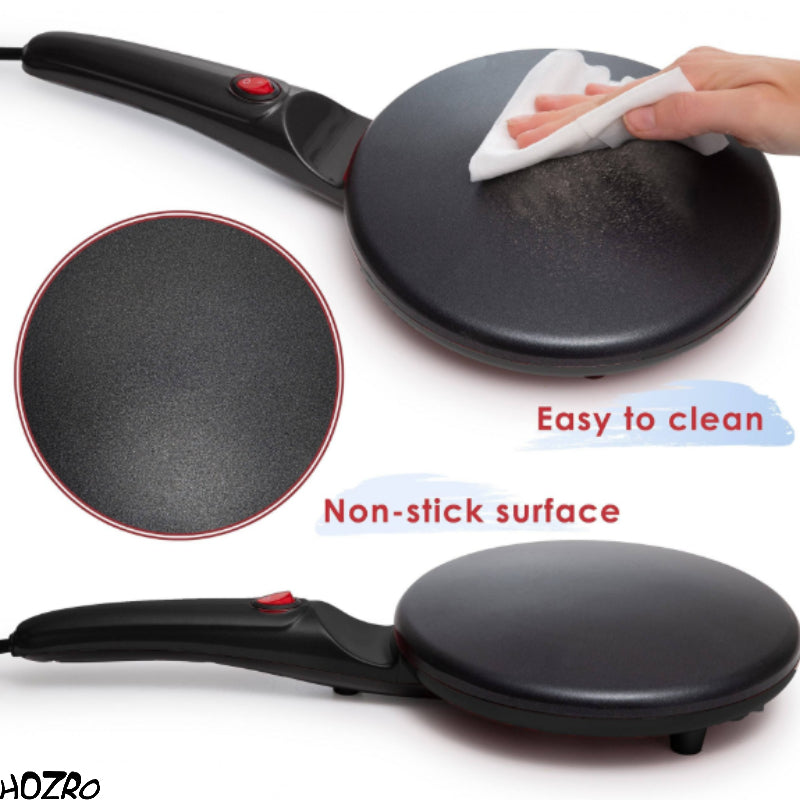 Aparat electric HOZRO, pentru clătite, cu plită din metal și carcasă din plastic rezistent, încălzire rapidă, distribuție uniformă a căldurii, suprafață antiaderentă, ușor de utilizat și de curățat, ideal pentru prepararea clătitelor subțiri HOZRO