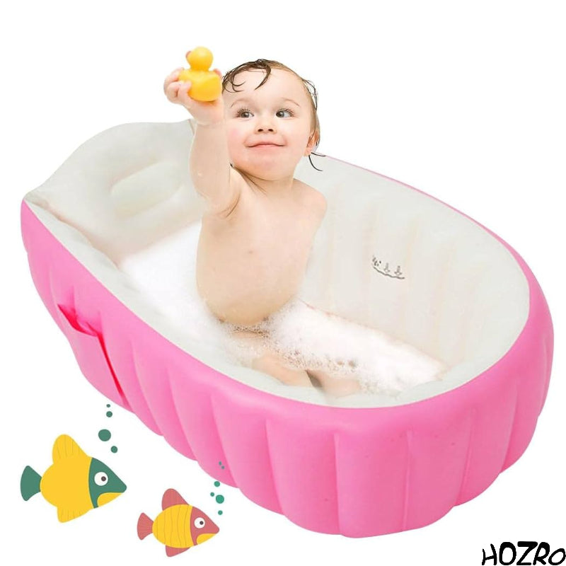 Cadă gonflabilă HOZRO, pentru baie bebe, din plastic rezistent, design ergonomic, ușor de umflat și depozitat, potrivită pentru nou-născuți și bebeluși HOZRO