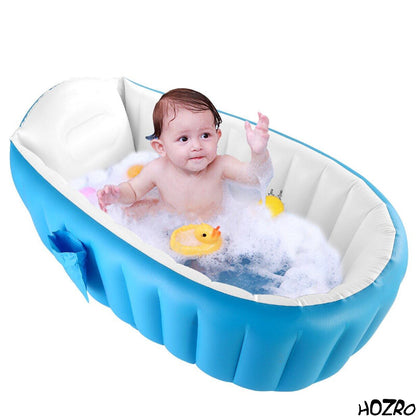 Cadă gonflabilă HOZRO, pentru baie bebe, din plastic rezistent, design ergonomic, ușor de umflat și depozitat, potrivită pentru nou-născuți și bebeluși HOZRO