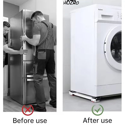 Dispozitiv cu roți HOZRO, pentru mutare frigider și electrocasnice, construcție din metal rezistent, suport reglabil, capacitate mare de susținere, ușor de utilizat HOZRO