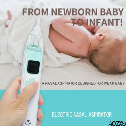 Aspirator nazal electric HOZRO, 3 în 1 pentru bebeluși, cu putere de aspirație reglabilă pe 3 niveluri, vârfuri din silicon moale, zgomot redus, dispozitiv sigur și netoxic pentru igiena nazală a nou-născuților și copiilor mici HOZRO