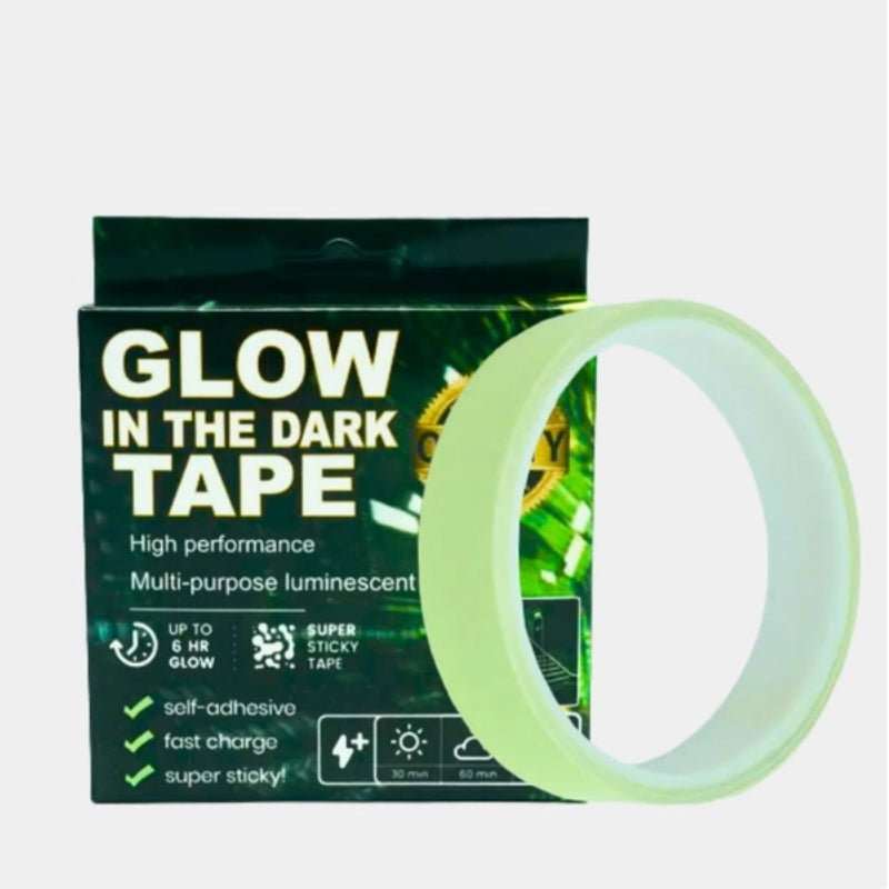 Bandă luminoasă fotoluminescentă autoadezivă HOZRO, 2 cm x 5 m, cu încărcare solară rapidă în 15 minute, emisii de lumină intensă timp de 6–8 ore în întuneric, peliculă cu fosfor pentru siguranță și orientare HOZRO