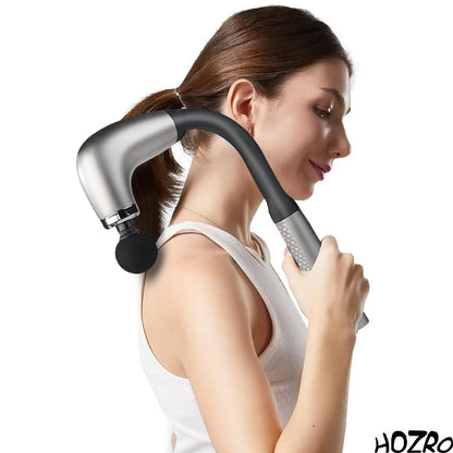 Pistol de masaj muscular HOZRO, cu percuție pentru întregul corp, reîncărcabil, cu mâner extins ergonomic, 9 niveluri de viteză și control al intensității, 4 capete de masaj interschimbabile, baterie de 1200 mAh HOZRO