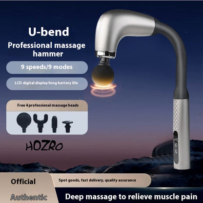 Pistol de masaj muscular HOZRO, cu percuție pentru întregul corp, reîncărcabil, cu mâner extins ergonomic, 9 niveluri de viteză și control al intensității, 4 capete de masaj interschimbabile, baterie de 1200 mAh HOZRO