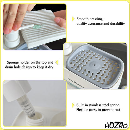 Dispozitiv HOZRO, pentru dozare detergent de vase din plastic rezistent, cu sistem de pompare integrat pentru dozare precisă și economică, design compact și modern, ușor de utilizat și reîncărcat HOZRO