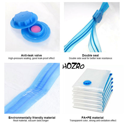 Saci de vidat HOZRO, din plastic rezistent, reutilizabili, pentru depozitare eficientă și economisire de spațiu, protecție împotriva umezelii, prafului și mirosurilor, compatibili cu aspirator HOZRO