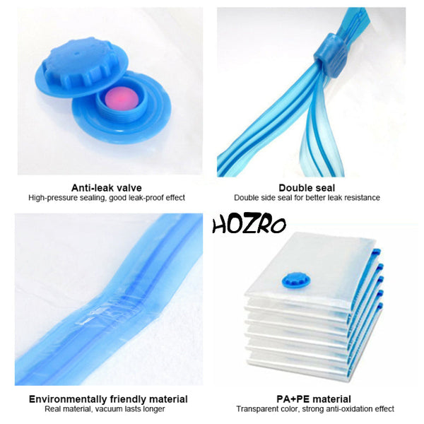 Set de 12 saci pentru vidat haine, HOZRO®, transparenti, cu 4 dimensiuni diferite, usor de folosit BESTSELLS