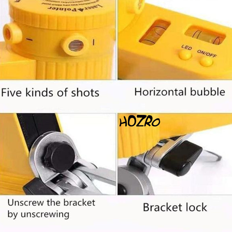 Nivelă laser HOZRO, din plastic și metal, cu acumulator reîncărcabil, precizie ridicată pentru aliniere și nivelare, linii laser clare și vizibile, design robust și ergonomic