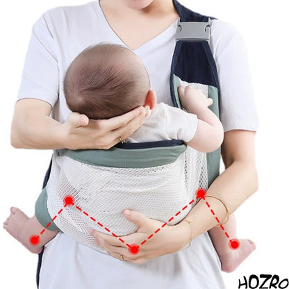 Marsupiu ergonomic HOZRO, pentru bebeluși 6–36 luni, cu design special pentru alăptare, material respirabil și aerisit, ușor și confortabil de purtat, sistem sigur de susținere