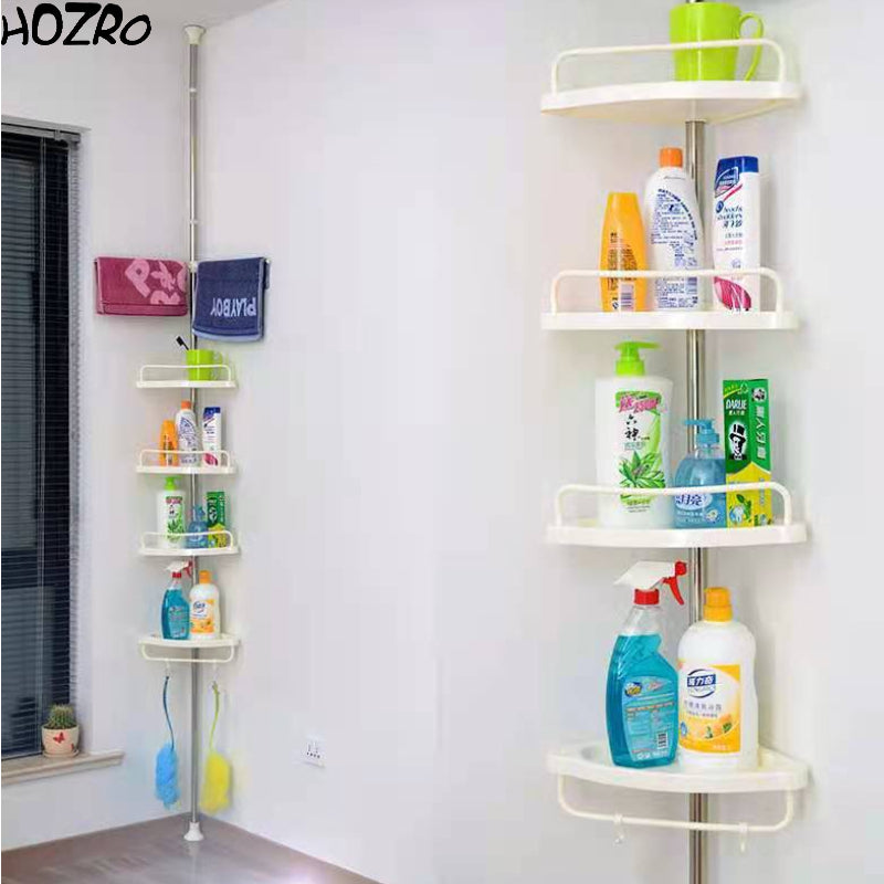 Raft de depozitare pentru colț HOZRO, de 2,6 metri înălțime, sistem vertical de organizare cu mai multe polițe, design eficient pentru economisirea spațiului, structură stabilă și durabilă