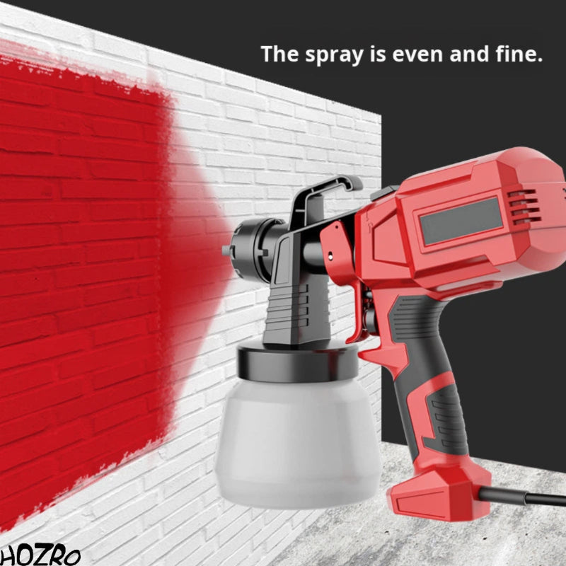 Pistol de Vopsit Electric HOZRO, pentru Acasă și Industrial, Portabil, Motor Brushless, HVLP, 3000 PSI, Baterie Litiu, Rezervor 1200ML