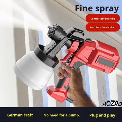 Pistol de Vopsit Electric HOZRO, pentru Acasă și Industrial, Portabil, Motor Brushless, HVLP, 3000 PSI, Baterie Litiu, Rezervor 1200ML