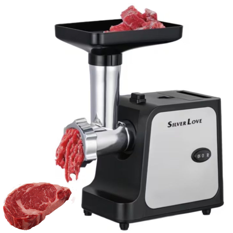 Mașină Electrica de Tocat Carne HOZRO, 1000W, Oțel Inoxidabil, Cu Accesoriu pentru Cârnați, Rapidă și Eficientă, Ideală pentru Bucătărie de Acasă și Prepararea Cărnii pentru Burgeri