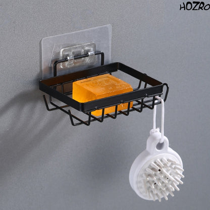 Raft Organizator HOZRO, pentru Duș din Metal, cu Montare Autoadezivă, Negru, Etajeră de Perete pentru Baie, Coș de Depozitare pentru Accesorii