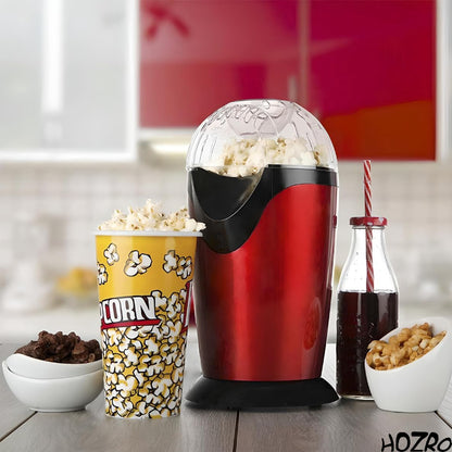 Aparat de Popcorn HOZRO, Fără Ulei și Sare, Design din Aluminiu cu Capac Transparent, Circulație Optimă a Căldurii, Capacitate 80–100 g