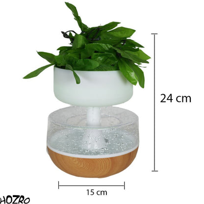 Difuzor Aromaterapie HOZRO, cu Ultrasunete Tip Plantă, Design Natural Elegant, Efect Vizual de Picături de Apă, Funcționare Silențioasă, Temporizator Inteligent