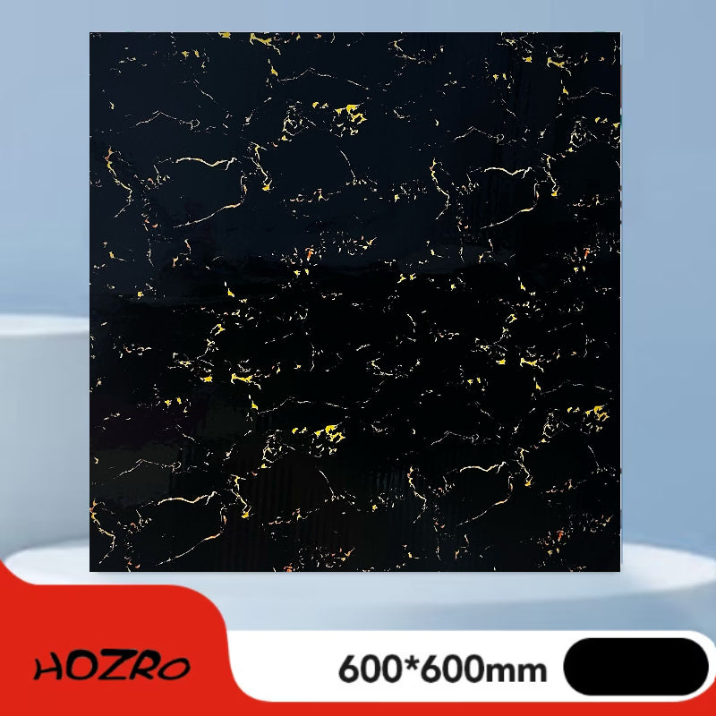 Set 10 x Placi imitatie Marmura autoadezive HOZRO, Model premium, pentru pereti, acopera o suprafata de 3.6 mp, design modern, foarte usor de montat, 116-13 Negru HOZRO