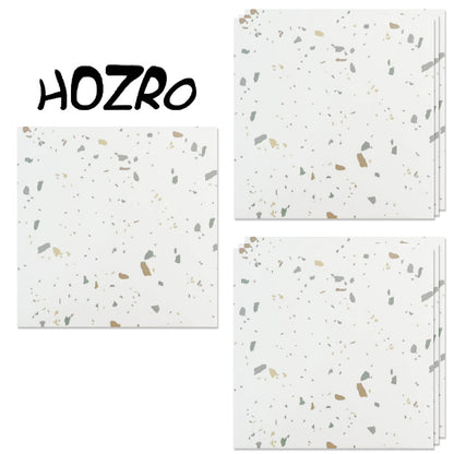 Set 10 x Placi PVC Autoadezive HOZRO, Pentru Podea, Stil Marmura, Alb Multicolor, Grosime 1.4 mm, Acopera 2.02 mp, Model ALM 2-3 – Rezistente si Usor de Montat HOZRO