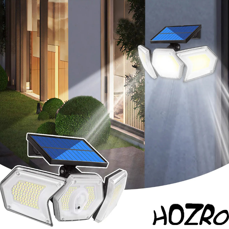 Lampa solara de perete HOZRO, cu senzor de miscare, Model W774A , panou solar, telecomanda si iluminare automata pentru exterior HOZRO