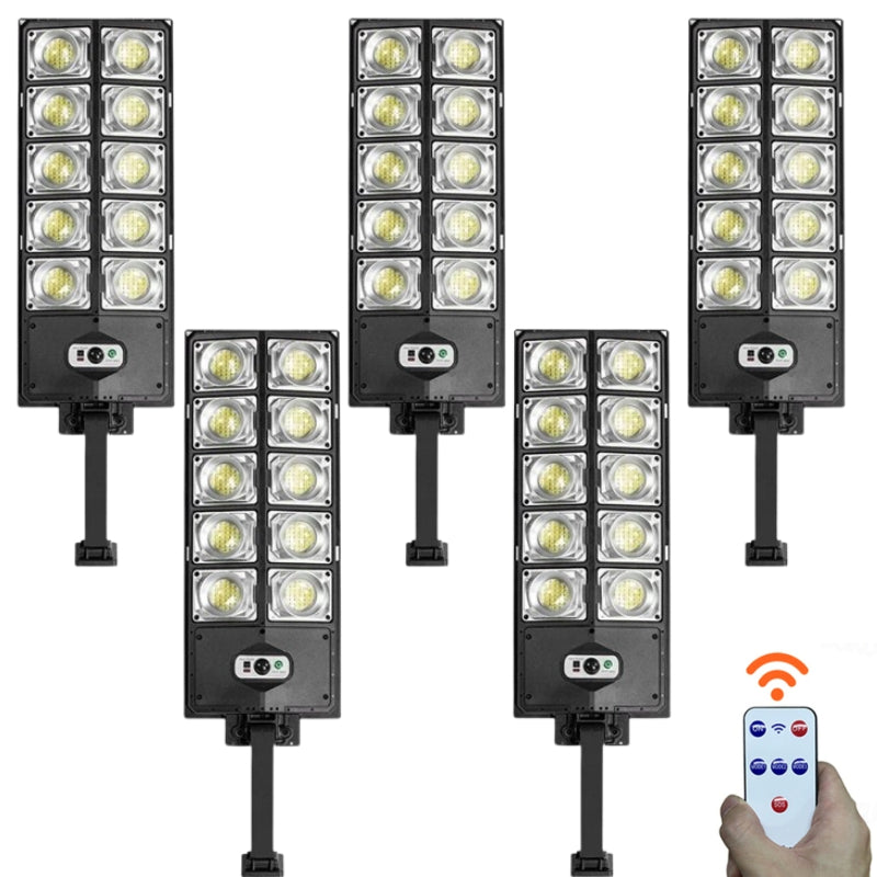 Lampă Stradală Solară HOZRO, 1000W, cu Protecție IP65, Unghi de Rotire 180°, Baterie 4500 mAh, Realizată din Material ABS Durabil, Culoare Neagră – Iluminat Puternic și Eficient Energetic pentru Exterior HOZRO