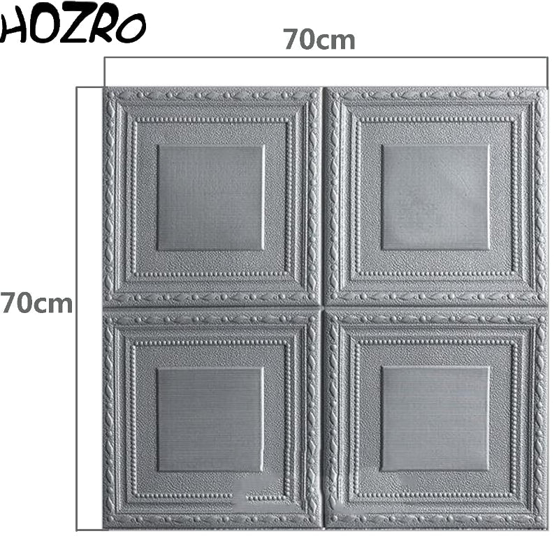 Tapet 3D autoadeziv, Model imitatie caramida, design modern, foarte usor de montat, Argintiu patrat HOZRO