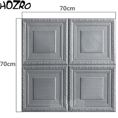 Tapet 3D autoadeziv, Model imitatie caramida, design modern, foarte usor de montat, Argintiu patrat HOZRO