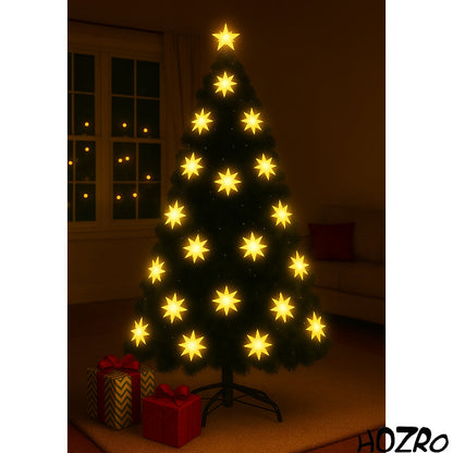 Brad Artificial de Crăciun HOZRO, cu Stelute – Decor Feeric cu Stea în Vârf, Suport Metalic Inclus și Efecte Strălucitoare ce Transformă Orice Spațiu într-un Colț de Poveste de Crăciun ✨ HOZRO
