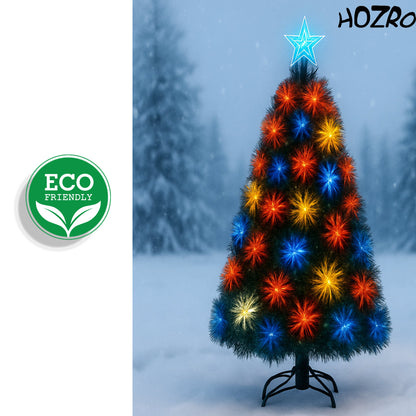 Brad artificial de Crăciun HOZRO, cu Stea Luminoasă - Jocuri de Lumină Multicoloră, Efecte Feerice, Suport Metalic Inclus și Design Elegant pentru un Crăciun Magic și Strălucitor în Orice Locuință sau Spațiu Festiv 🎄 HOZRO