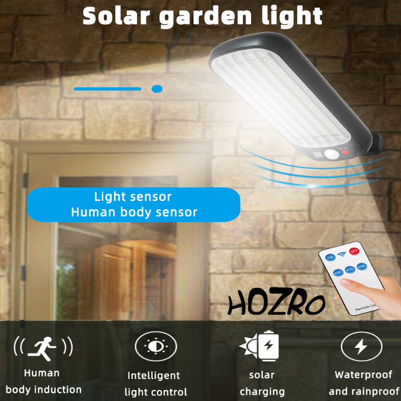 Lampă Solară HOZRO, Model GL-84069, 100 LED – Iluminat Exterior Puternic, Rezistent la Intemperii, Cu Senzor de Mișcare și Încărcare Solară HOZRO