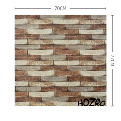 Tapet 3D autoadeziv HOZRO, Model imitatie caramida, design modern, foarte usor de montat, Caramida Maro/Crem HOZRO