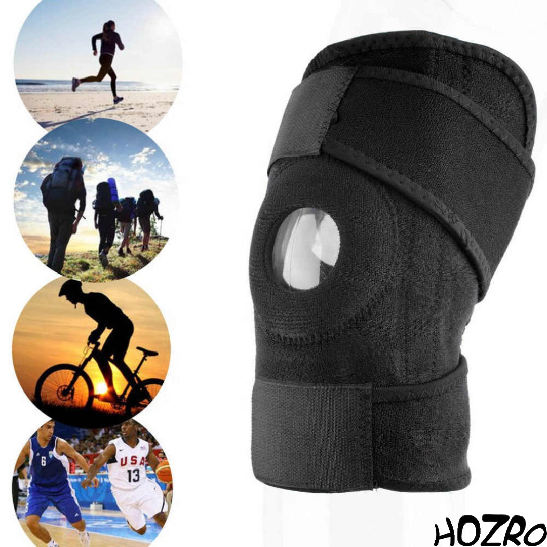 Genunchieră Sport HOZRO, cu Susținere Laterală – Negru, Stabilitate și Protecție pentru Efort Fizic, Recuperare și Prevenirea Accidentărilor HOZRO