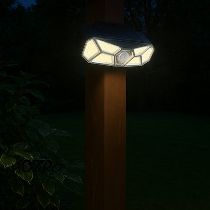 Lampa Solară LED HOZRO, 126 COB cu Senzor de Mișcare — Iluminare Puternică, Panou Solar încorporat, Rezistență IP65/IP66, Moduri Multiple, Autonomie Extinsă HOZRO
