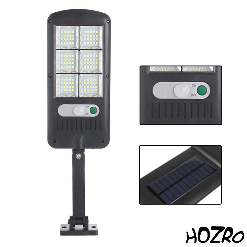 Lampă Solară LED HOZRO, Model JY-120 cu Panou Solar de Înaltă Eficiență, Putere Mare, Senzor de Mișcare și Telecomandă – Rezistentă la Apă (IP65), Ideală pentru Curte, Grădină, Alei și Iluminat Exterior HOZRO