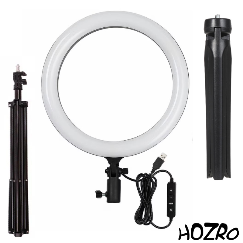 Lampa circulara Ring Light HOZRO, diametru 15 cm/ 6'' – Iluminare Versatilă în 3 Trepte, Ideală pentru Foto și Video HOZRO