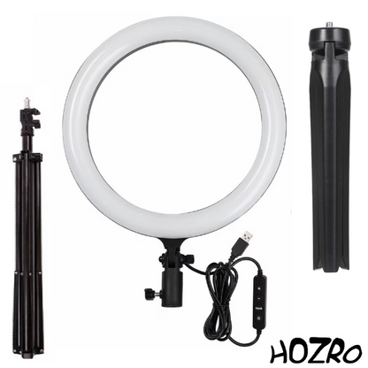 Lampa circulara Ring Light HOZRO, diametru 15 cm/ 6'' – Iluminare Versatilă în 3 Trepte, Ideală pentru Foto și Video HOZRO