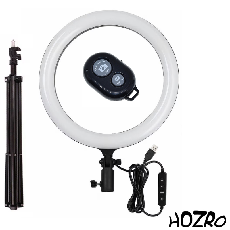 Lampa circulara Ring Light HOZRO, diametru 15 cm/ 6'' – Iluminare Versatilă în 3 Trepte, Ideală pentru Foto și Video HOZRO