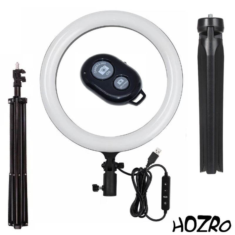 Lampa circulara Ring Light HOZRO, diametru 15 cm/ 6'' – Iluminare Versatilă în 3 Trepte, Ideală pentru Foto și Video HOZRO