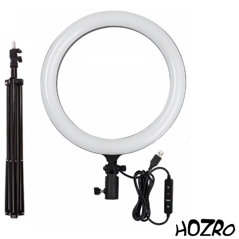 Lampa circulara Ring Light HOZRO, diametru 15 cm/ 6'' – Iluminare Versatilă în 3 Trepte, Ideală pentru Foto și Video HOZRO