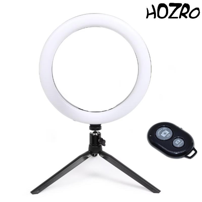 Lampa circulara Ring Light HOZRO, diametru 15 cm/ 6'' – Iluminare Versatilă în 3 Trepte, Ideală pentru Foto și Video HOZRO
