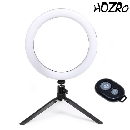 Lampa circulara Ring Light HOZRO, diametru 15 cm/ 6'' – Iluminare Versatilă în 3 Trepte, Ideală pentru Foto și Video HOZRO