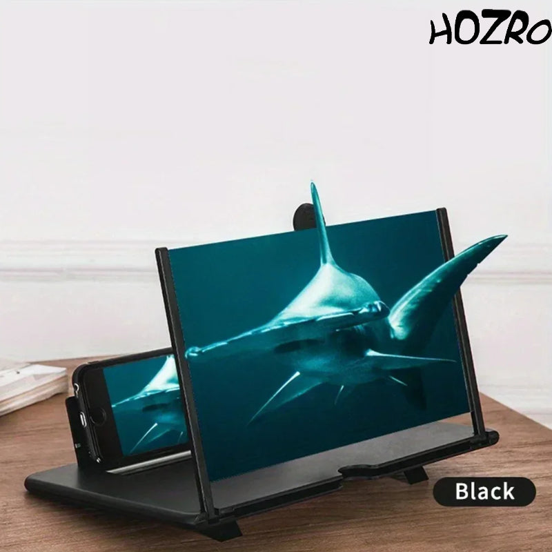 Lupă pentru Telefon HOZRO cu Ecran 3D de Mărire, 8–12 Inch – Suport Pliabil Portabil, Ideală pentru Filme, Clipuri și Jocuri pe Smartphone HOZRO