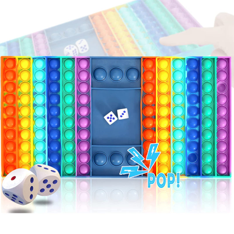 Joc Interactiv Antistres HOZRO, Pop It Now and Flip It – Din Silicon Moale, Cu Zaruri, Multicolor, Ideal pentru Relaxare, Concentrare și Distracție pentru Copii și Adulți HOZRO